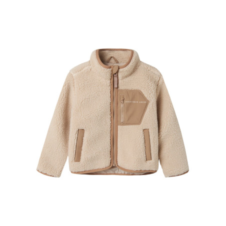 NAME IT MINI Mattia Sherpa Jakke - Moonbeam / Savannah Tan