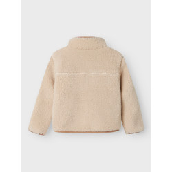 NAME IT MINI Mattia Sherpa Jakke - Moonbeam / Savannah Tan