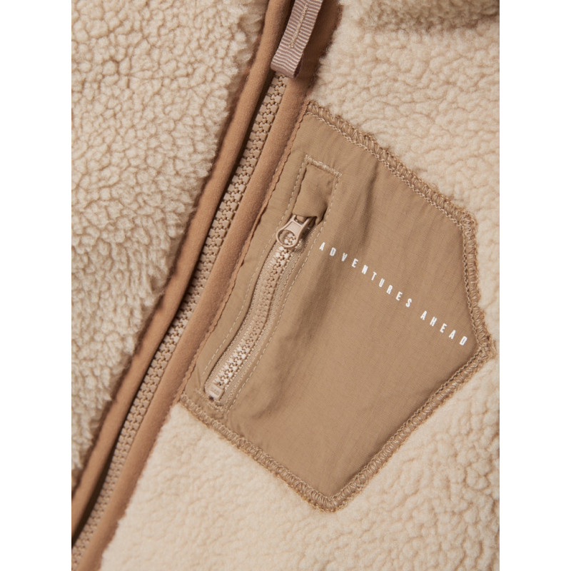 NAME IT MINI Mattia Sherpa Jakke - Moonbeam / Savannah Tan