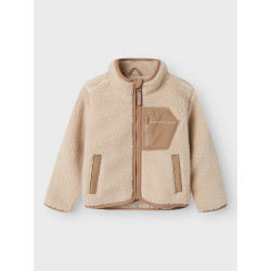 NAME IT MINI Mattia Sherpa Jakke - Moonbeam / Savannah Tan