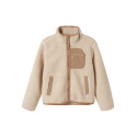 NAME IT KIDS Mattia Sherpa Jakke - Moonbeam / Savannah Tan