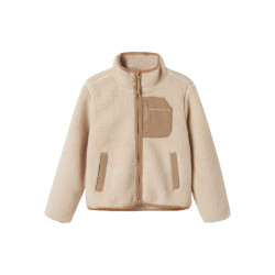 NAME IT KIDS Mattia Sherpa Jakke - Moonbeam / Savannah Tan
