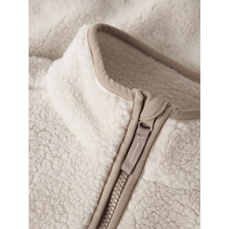 NAME IT KIDS Mattia Sherpa Jakke - Moonbeam / Savannah Tan