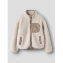NAME IT KIDS Mattia Sherpa Jakke - Moonbeam / Savannah Tan
