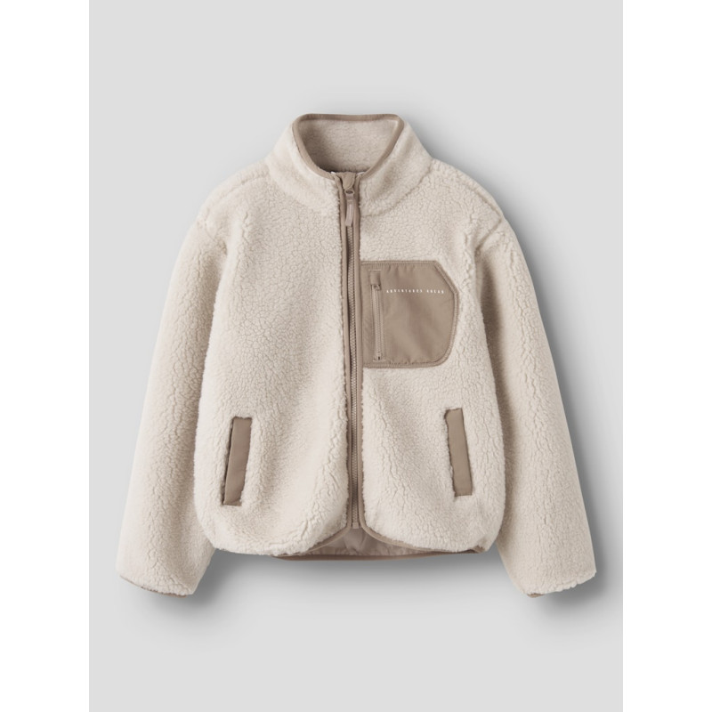 NAME IT KIDS Mattia Sherpa Jakke - Moonbeam / Savannah Tan