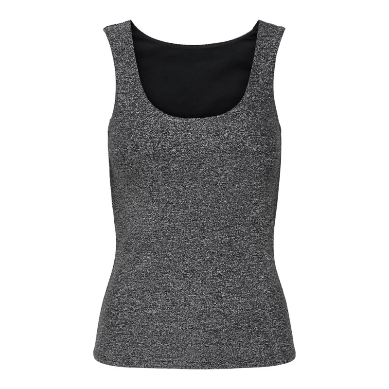 ONLY Ea Glitter S/L Vendbar Top - Sort / Silver Glitter