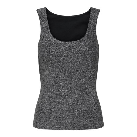 ONLY Ea Glitter S/L Vendbar Top - Sort / Silver Glitter