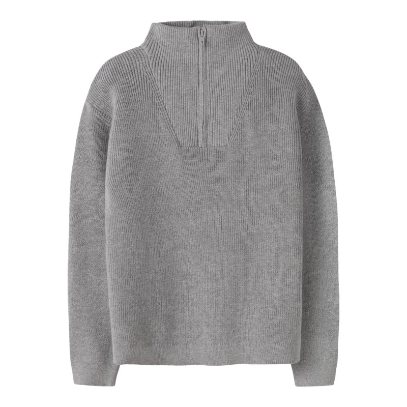 NAME IT KIDS Nesolle L/S Strik Trøje - Grey Melange