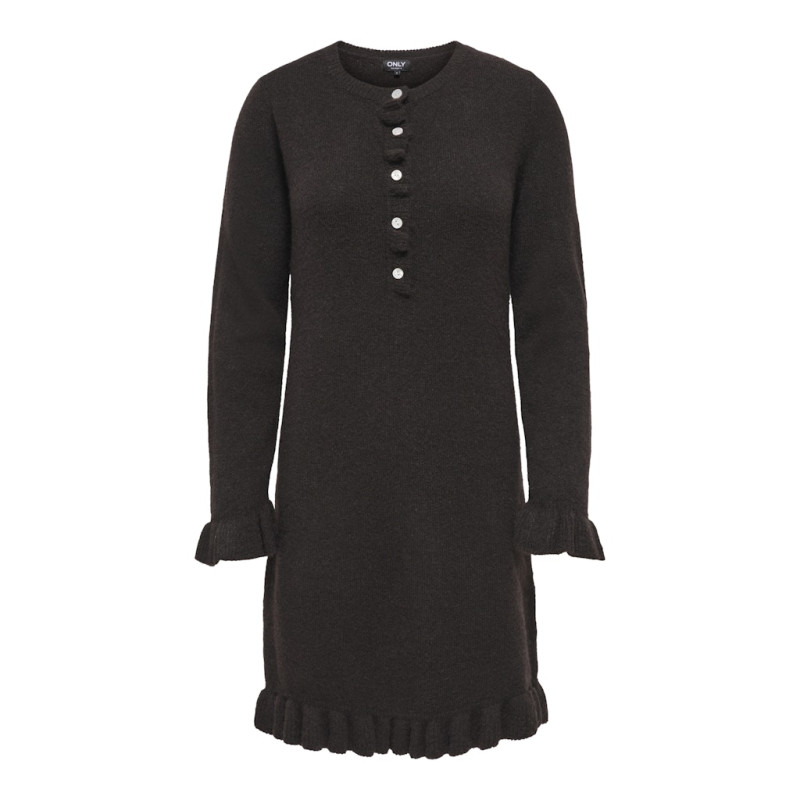 ONLY Mera L/S Strik Kjole - Chocolate Torte