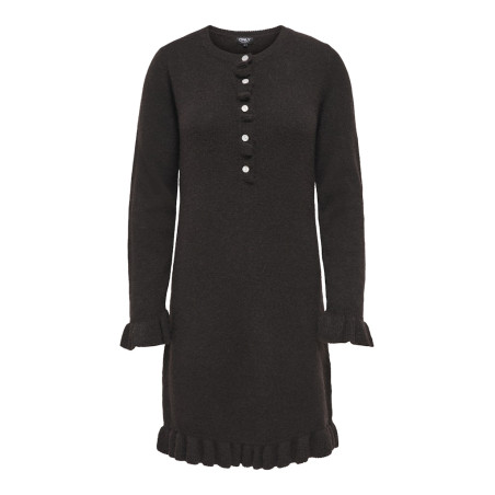 ONLY Mera L/S Strik Kjole - Chocolate Torte