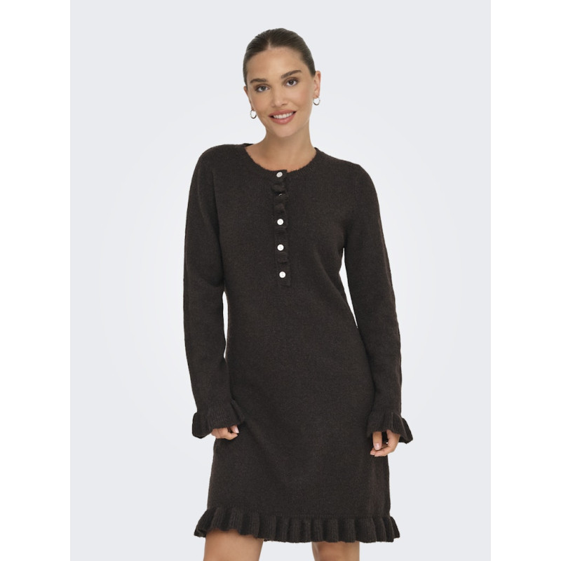 ONLY Mera L/S Strik Kjole - Chocolate Torte