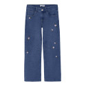 NAME IT KIDS Rose Broderede Jeans 8711 - Dark Blue Denim