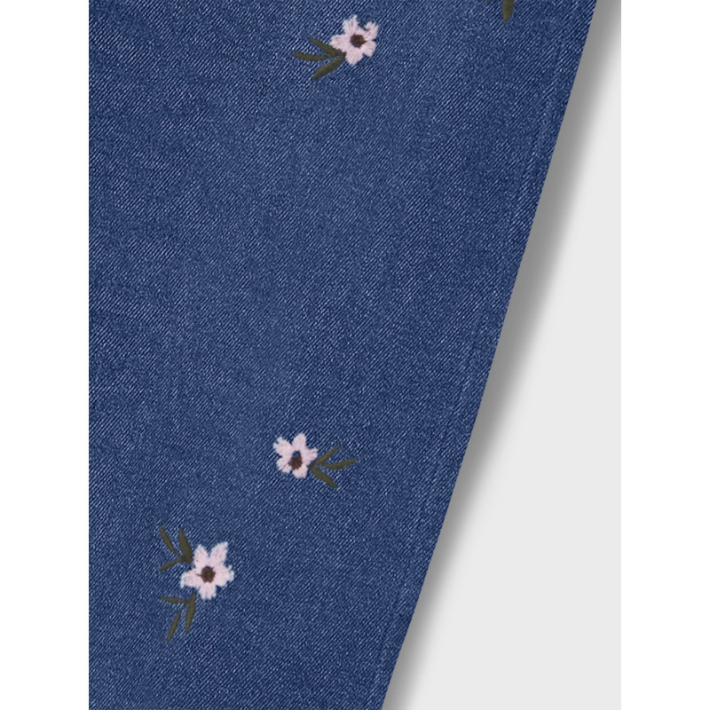 NAME IT KIDS Rose Broderede Jeans 8711 - Dark Blue Denim