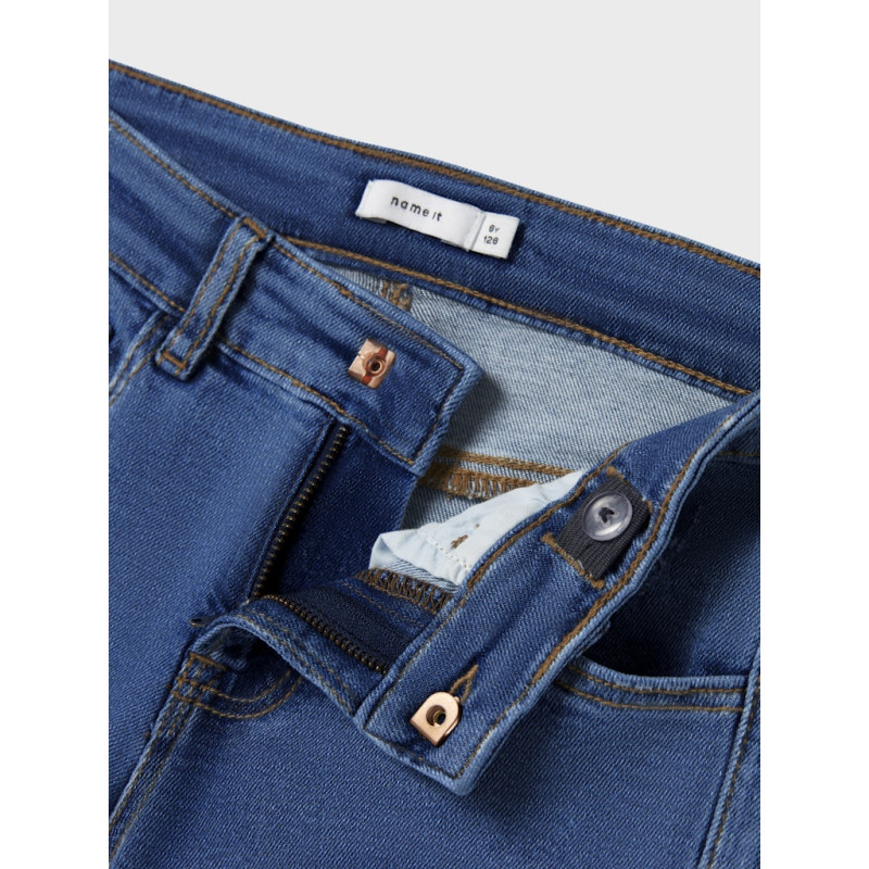 NAME IT KIDS Rose Broderede Jeans 8711 - Dark Blue Denim