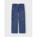 NAME IT KIDS Rose Broderede Jeans 8711 - Dark Blue Denim