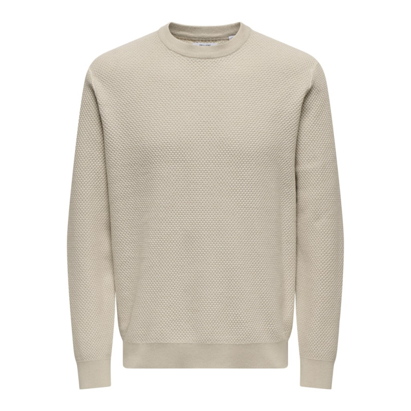 ONLY & SONS Morgan Struktur Strik Sweater - Silver Lining
