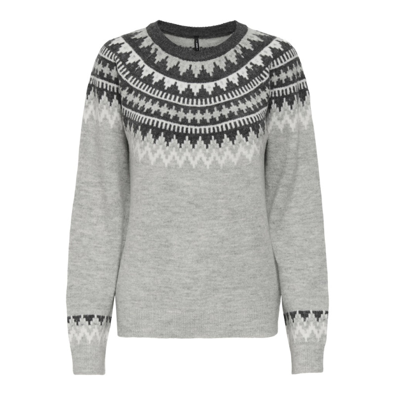 ONLY Helena L/S Strik Sweater - Dark Grey Melange
