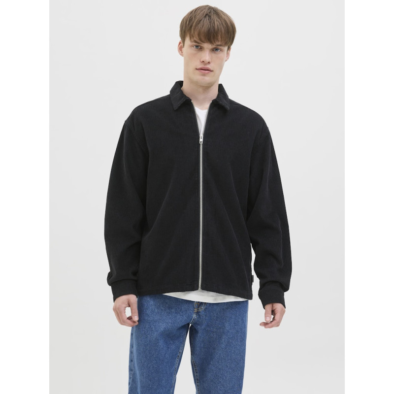 JJ REBEL Damon Fløjl L/S Overshirt - Sort