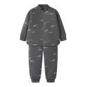 NAME IT MINI Moon Quiltet Sæt - Grey Pinstripe