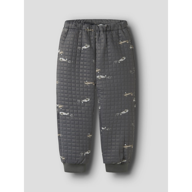 NAME IT MINI Moon Quiltet Sæt - Grey Pinstripe