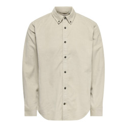 ONLY & SONS Michael L/S Fløjl Skjorte - Silver Lining