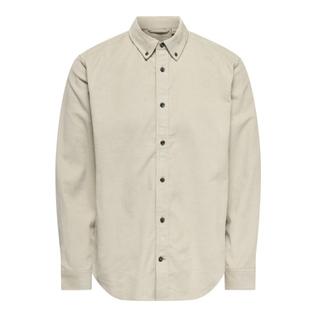 ONLY & SONS Michael L/S Fløjl Skjorte - Silver Lining
