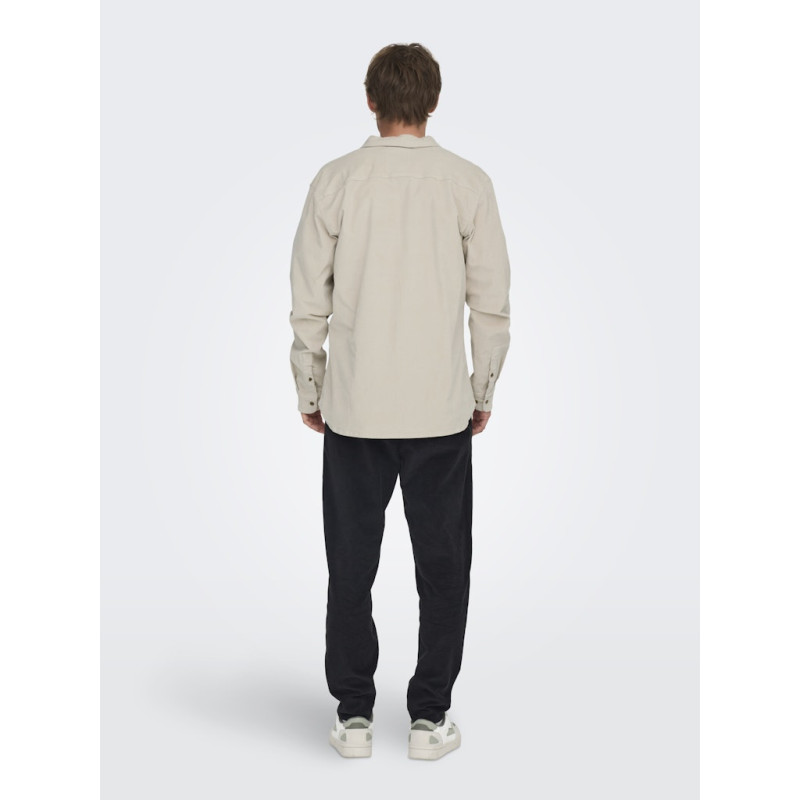 ONLY & SONS Michael L/S Fløjl Skjorte - Silver Lining