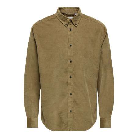 ONLY & SONS Michael L/S Fløjl Skjorte - Otter