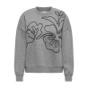 JDY Canoa L/S Broderet Sweatshirt - Medium Grey Melange