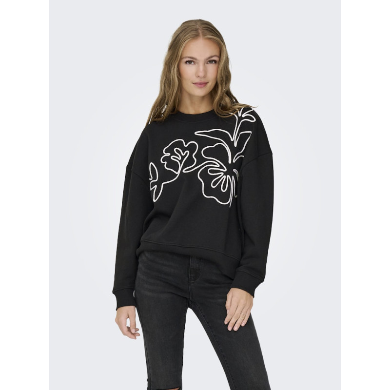 JDY Canoa L/S Broderet Sweatshirt - Sort