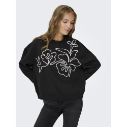 JDY Canoa L/S Broderet Sweatshirt - Sort