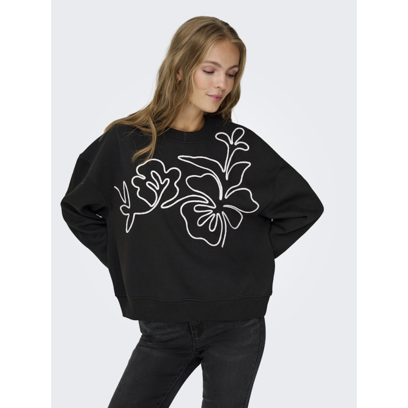 JDY Canoa L/S Broderet Sweatshirt - Sort