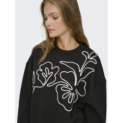 JDY Canoa L/S Broderet Sweatshirt - Sort