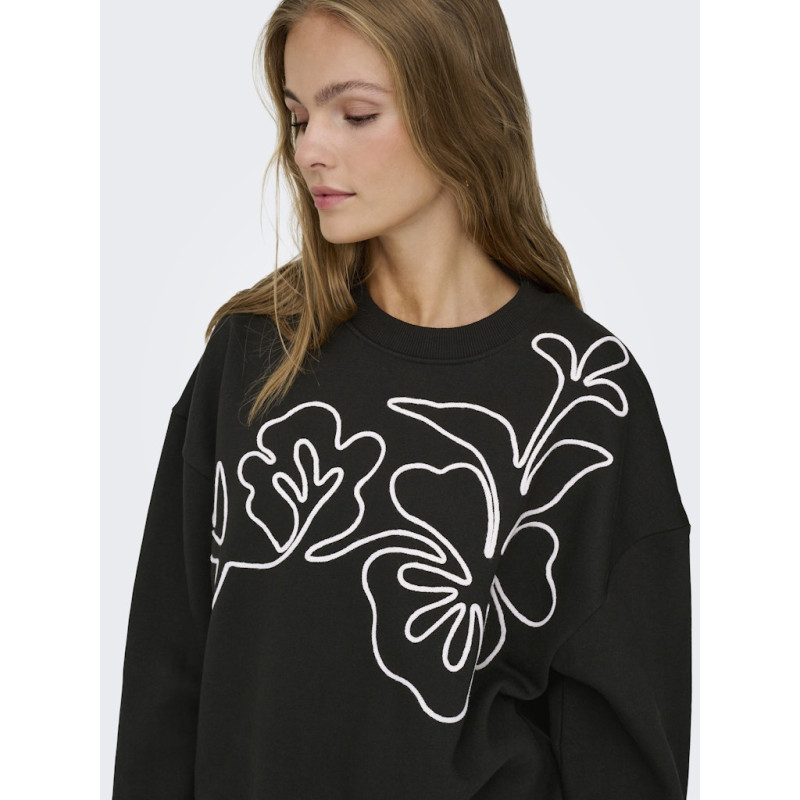 JDY Canoa L/S Broderet Sweatshirt - Sort