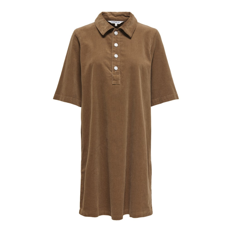 ONLY Gry-Nessa S/S Fløjl Kjole - Toasted Coconut