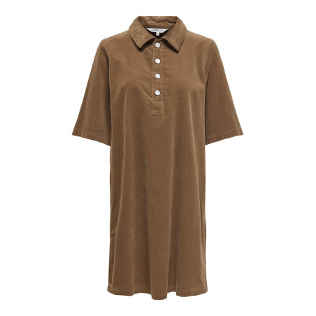 ONLY Gry-Nessa S/S Fløjl Kjole - Toasted Coconut