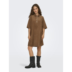 ONLY Gry-Nessa S/S Fløjl Kjole - Toasted Coconut