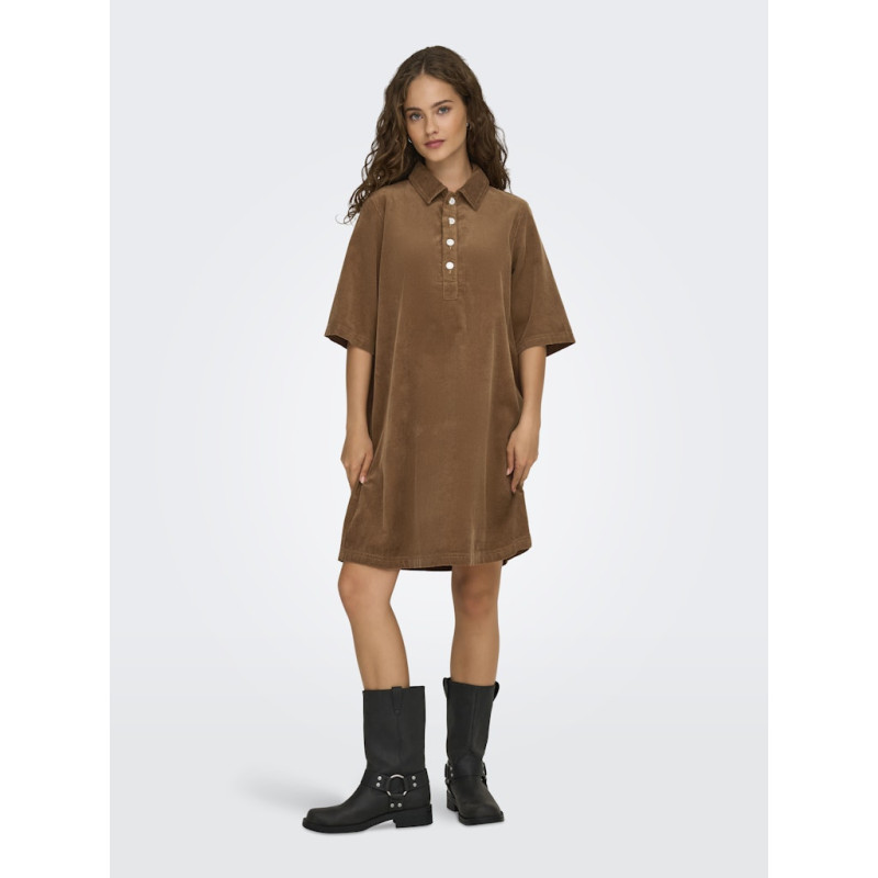 ONLY Gry-Nessa S/S Fløjl Kjole - Toasted Coconut