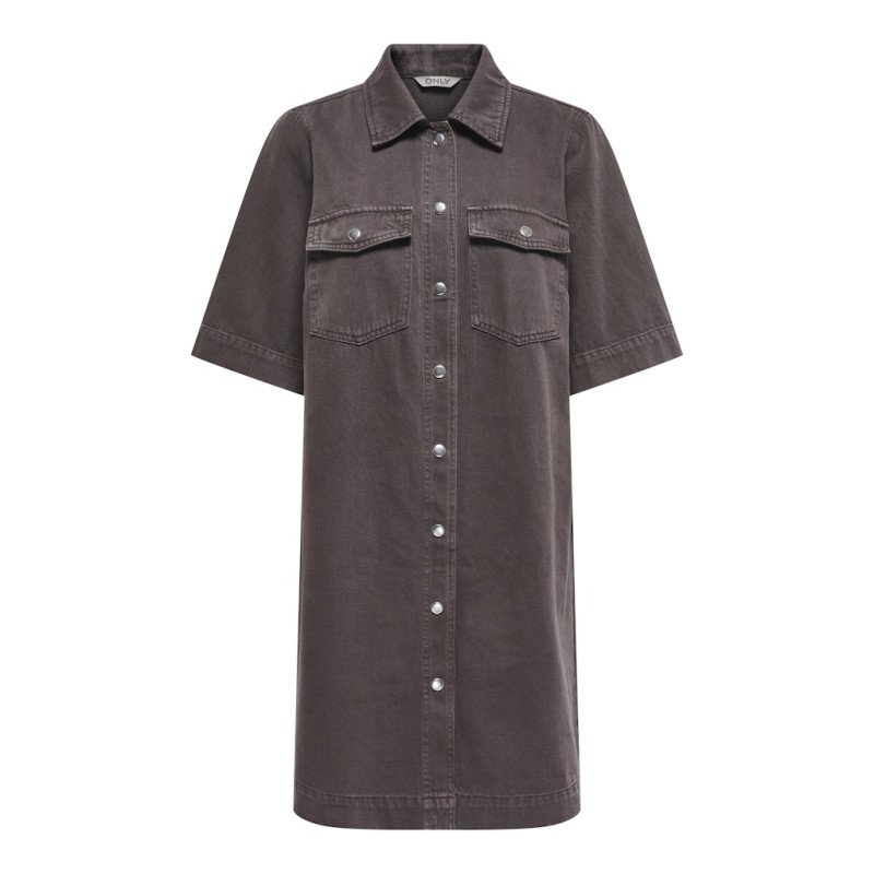 ONLY Belle-Silla S/S Denim Kjole - Seal Brown