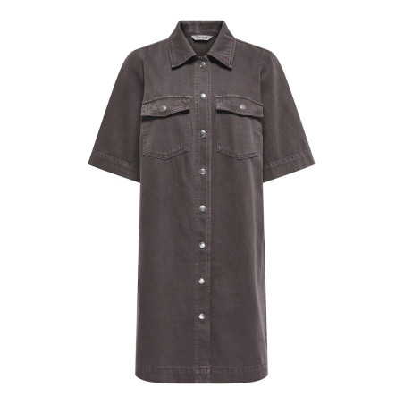 ONLY Belle-Silla S/S Denim Kjole - Seal Brown
