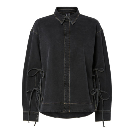 PIECES Mathea L/S Denim Skjorte - Sort