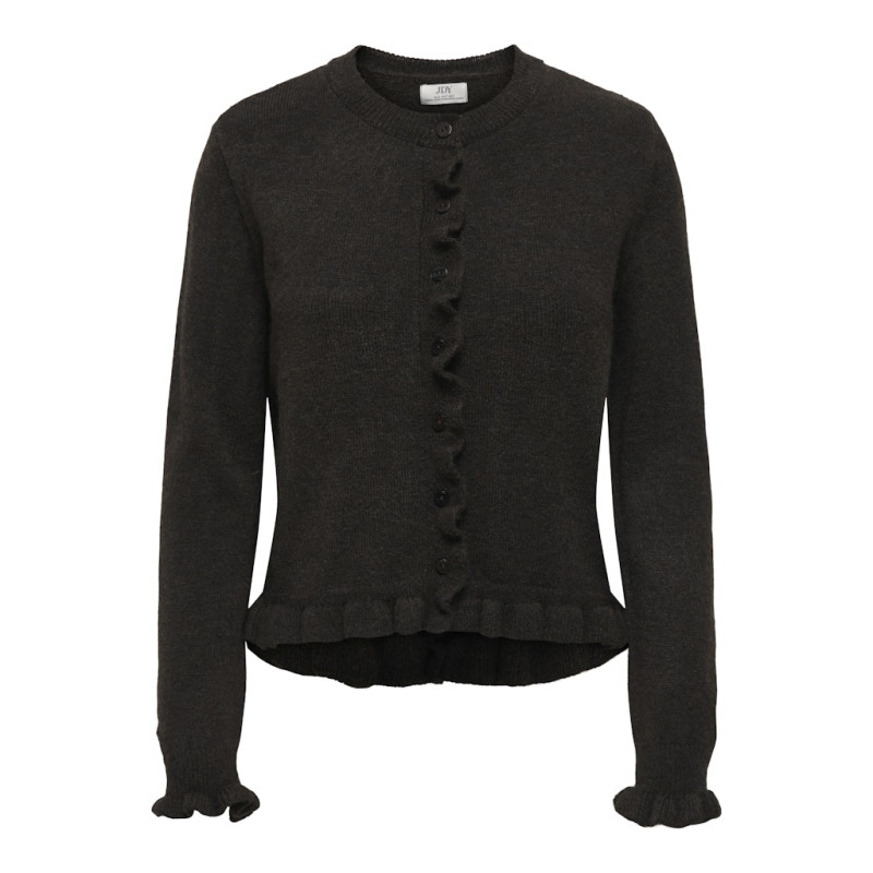 JDY Letty L/S Strik Cardigan Med Flæser - Chocolate Torte