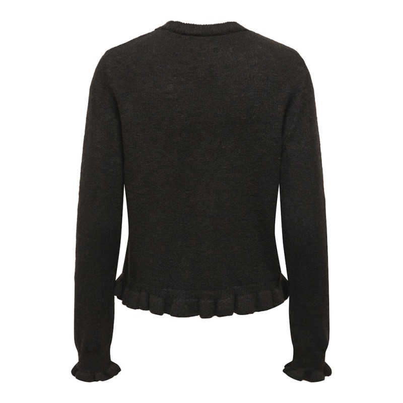 JDY Letty L/S Strik Cardigan Med Flæser - Chocolate Torte