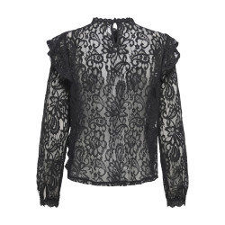 ONLY New Karo L/S Blonde Bluse - Sort