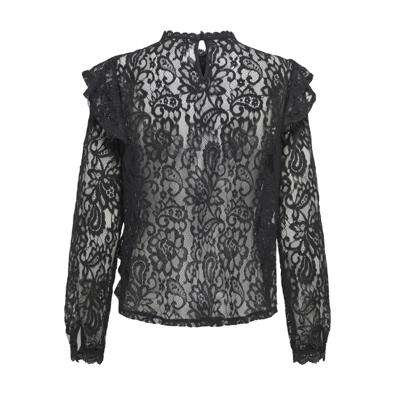 ONLY New Karo L/S Blonde Bluse - Sort