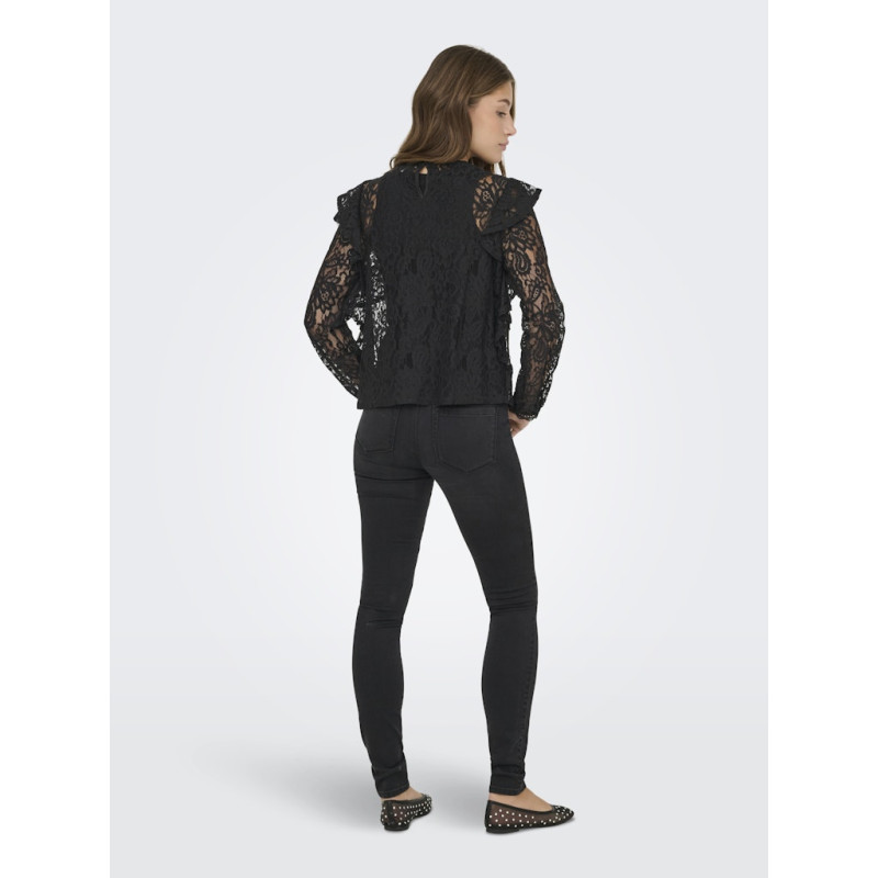 ONLY New Karo L/S Blonde Bluse - Sort