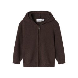 NAME IT MINI Onilla L/S Strik Cardigan - Seal Brown