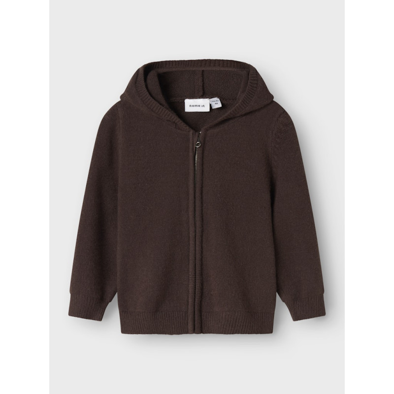 NAME IT MINI Onilla L/S Strik Cardigan - Seal Brown