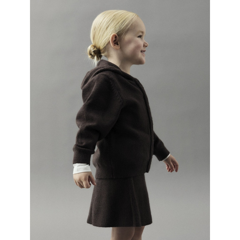 NAME IT MINI Onilla L/S Strik Cardigan - Seal Brown