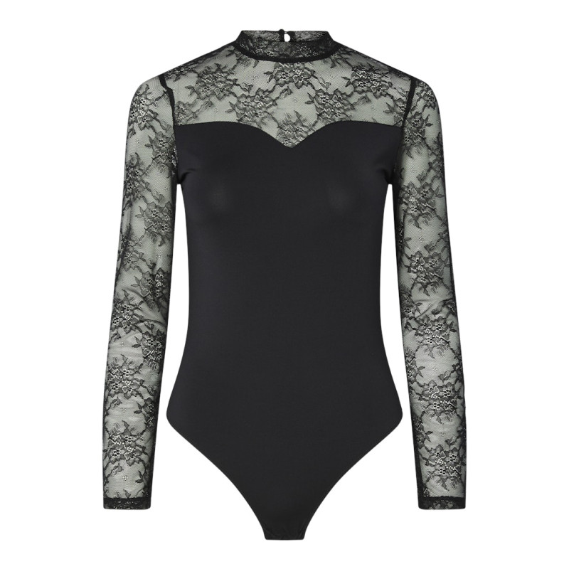 PIECES Milly L/S Blonde Bodystocking - Sort